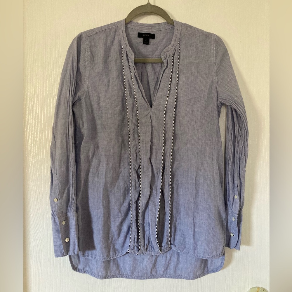 J. Crew | Blue pinstripe blouse.
